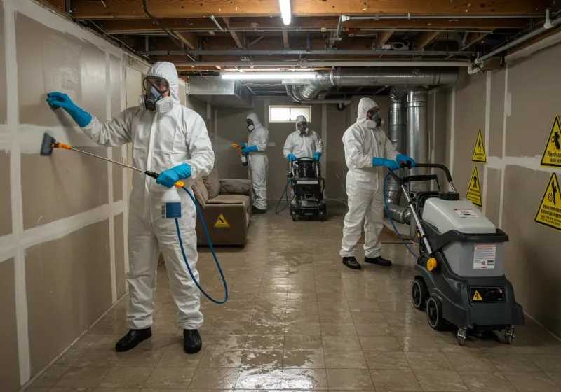 Basement Moisture Removal and Structural Drying process in Kellyville, OK